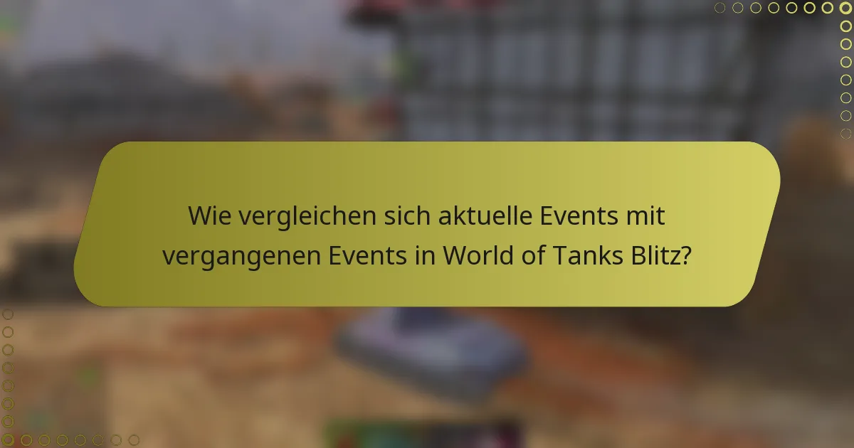 Wie vergleichen sich aktuelle Events mit vergangenen Events in World of Tanks Blitz?